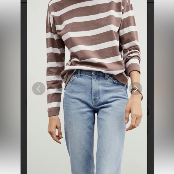 AYR The Early Mornings Tee Striped Brown and White Long Sleeve Shirt size Medium - Picture 5 of 9